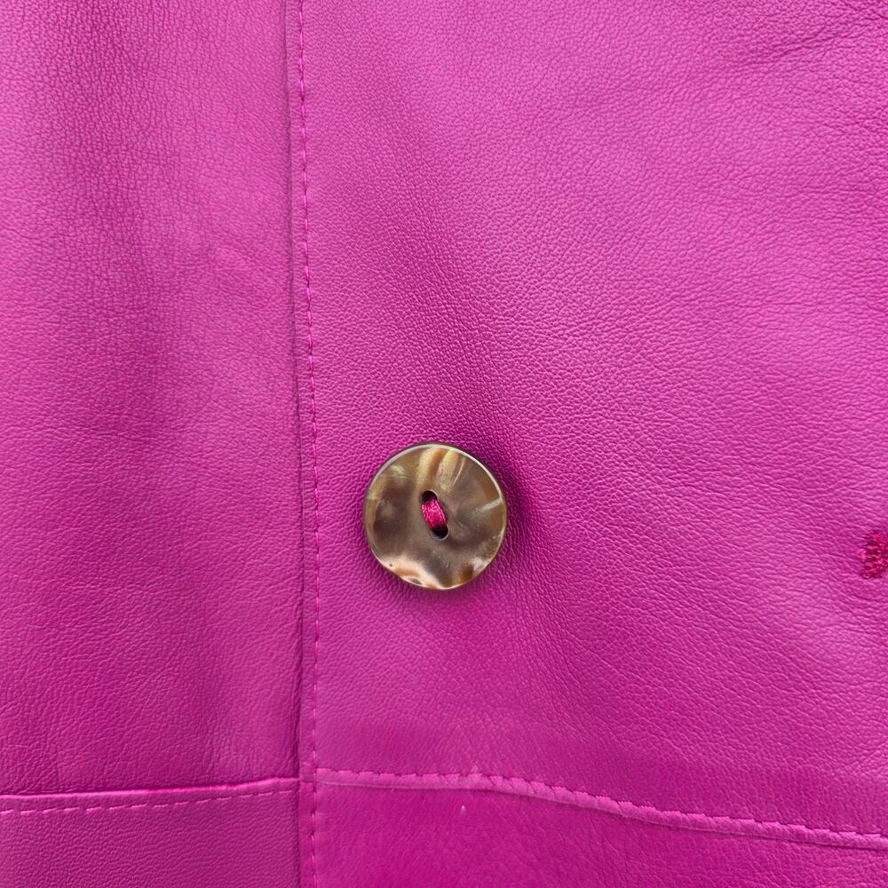Women's Reversible Suede Leather Jacket Fuchsia Pink - Picture 5 of 9